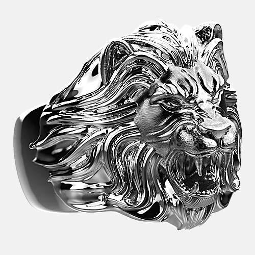 Bague tête de lion argent By Art Caribe