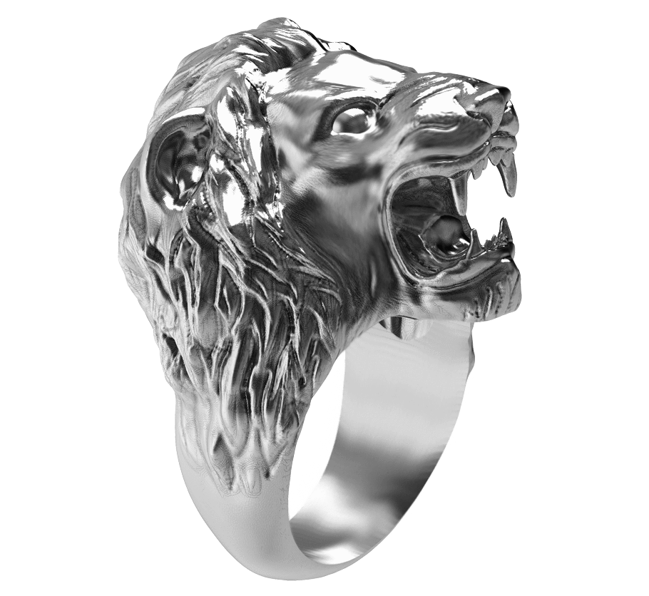 Bague tête de lion en argent roi de la jungle par Art-Caribe