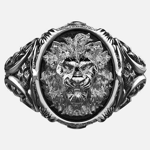 Chevalière bague lion argent brutale By Art Caribe