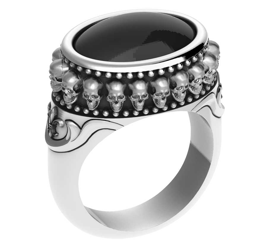 Bague Homme Tête De Mort En Maille Creuse - Style Punk Gothique, Or Ou Argent, Tailles US 8-13