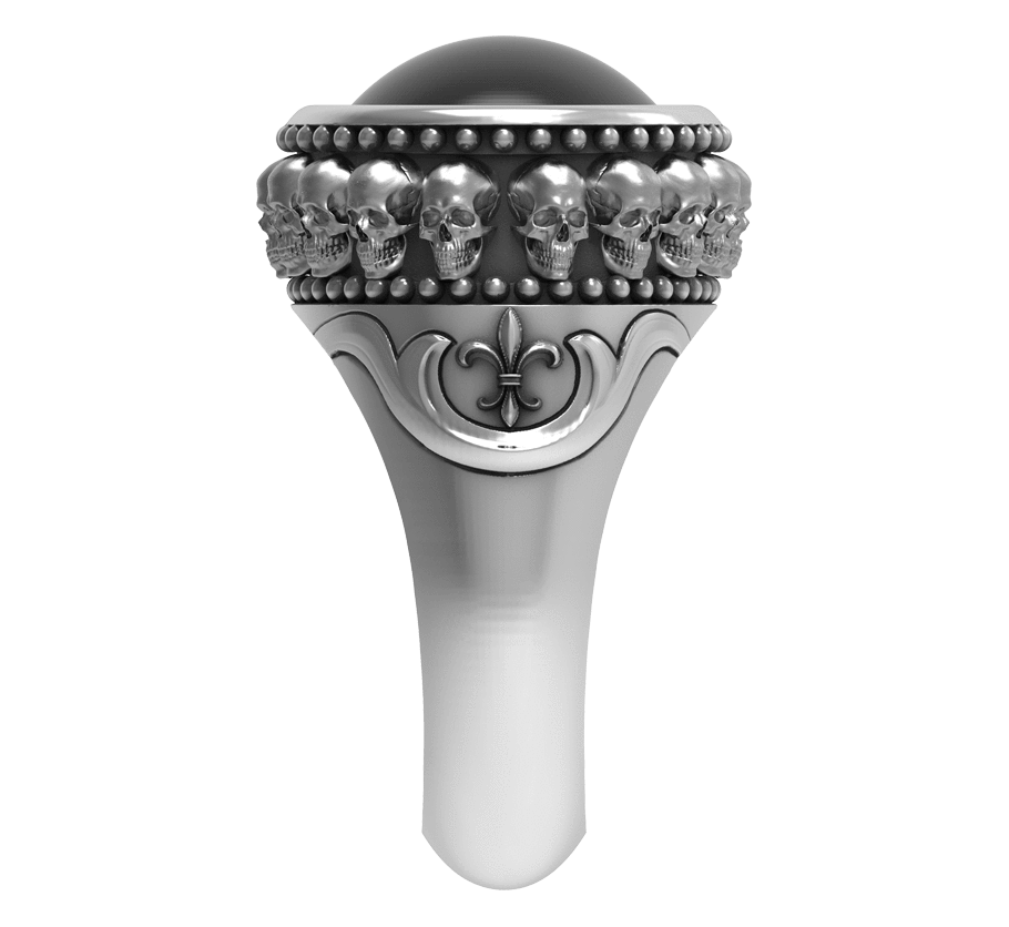 Chevalière ovale tête de mort argent par Art Caribe