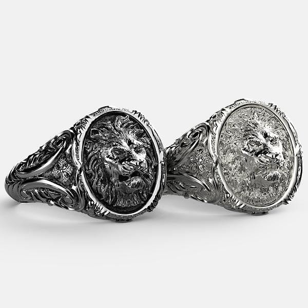 Chevalière lion en argent brutale par Art Caribe