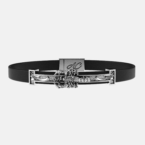 Bracelet cuir lisse scorpion Argent By Art Caribe