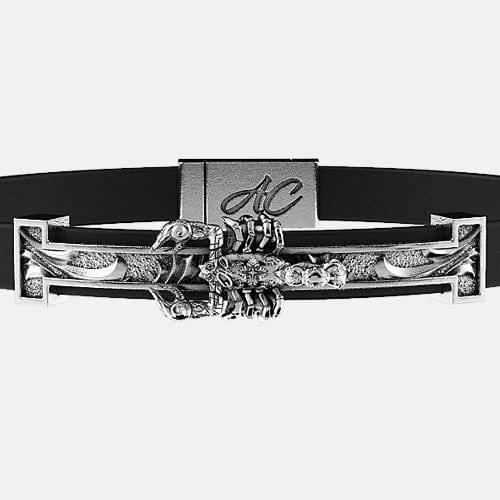 Bracelet cuir lisse scorpion Argent By Art Caribe