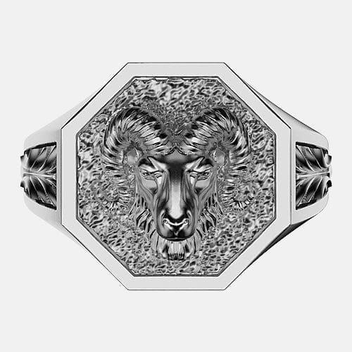 Chevalière bélier en argent Art Caribe
