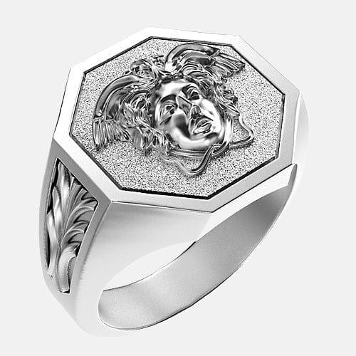Chevalière médusa octogonal en argent par Art caribe