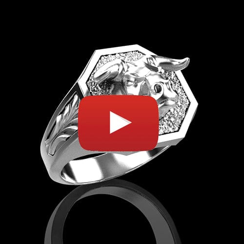 Chevalière taureau octo en argent par Art caribe