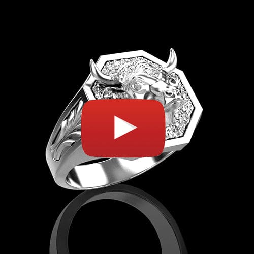 Chevalière taureau octo en argent par Art Caribe