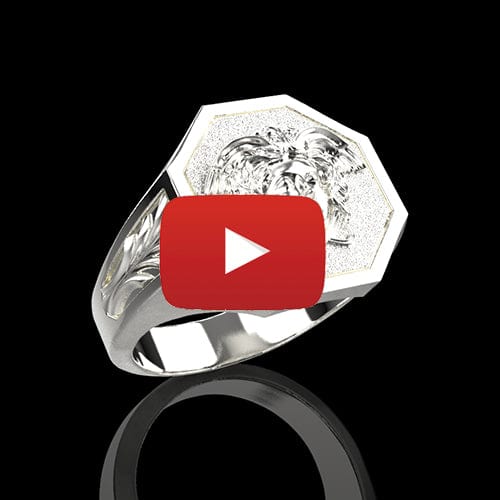 Chevalière médusa octogonal en argent par Art Caribe