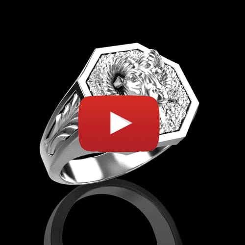 Chevalière bague bélier argent By Art Caribe