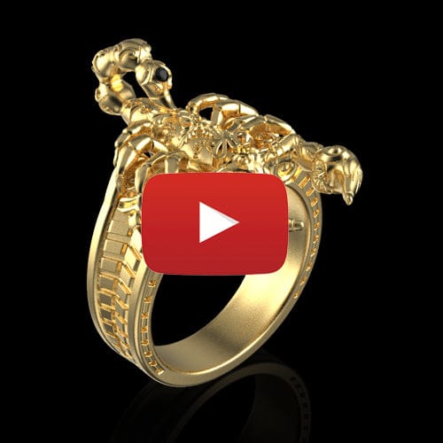 Bague scorpion dorée par Art-Caribe 